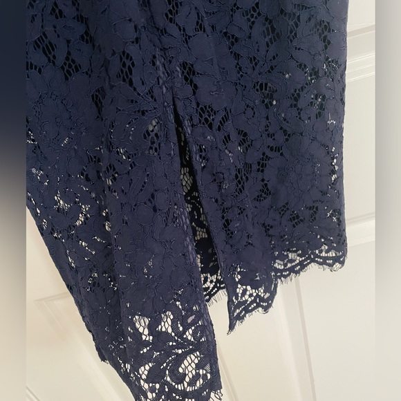Bardot Adeline Midi Lace Sheath Dress in Navy - Picture 4 of 10
